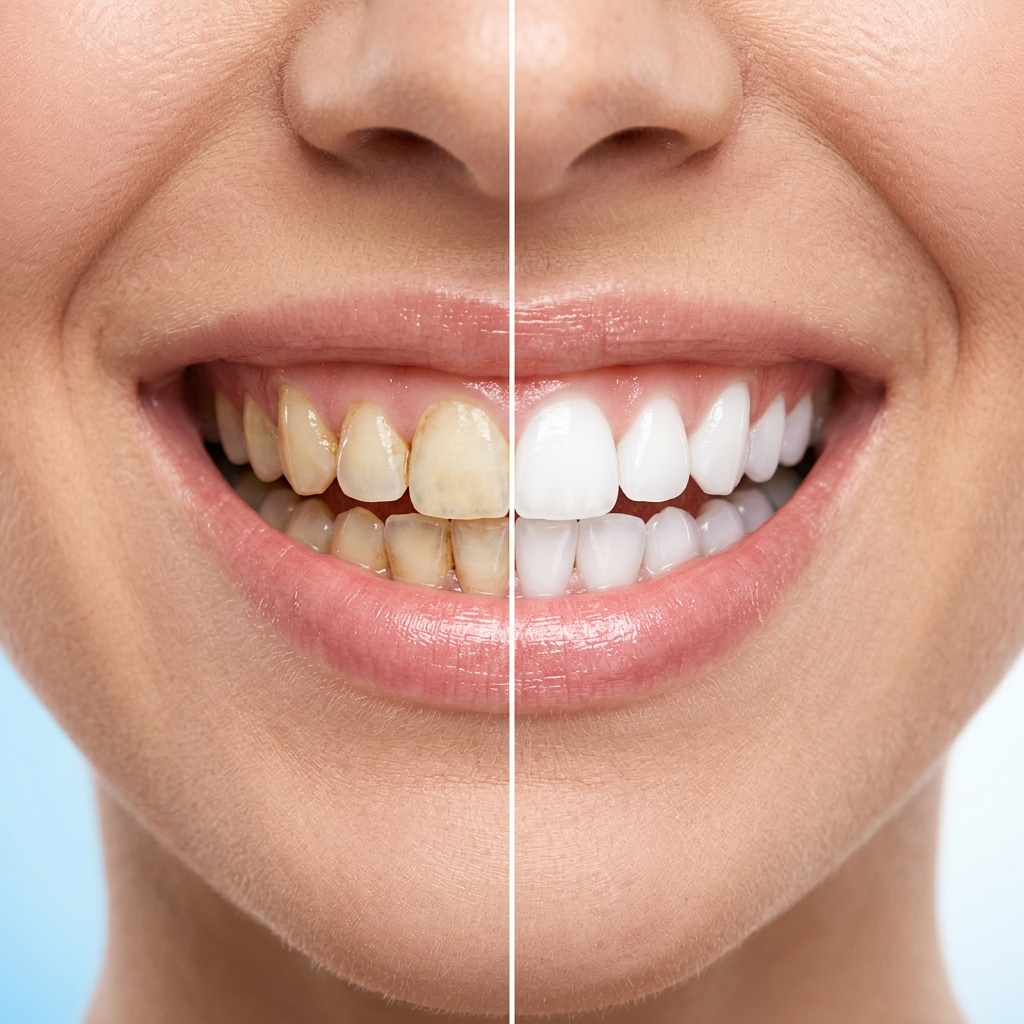 Resultado de tratamento odontológico - Antes e depois do clareamento dental em Porto Alegre